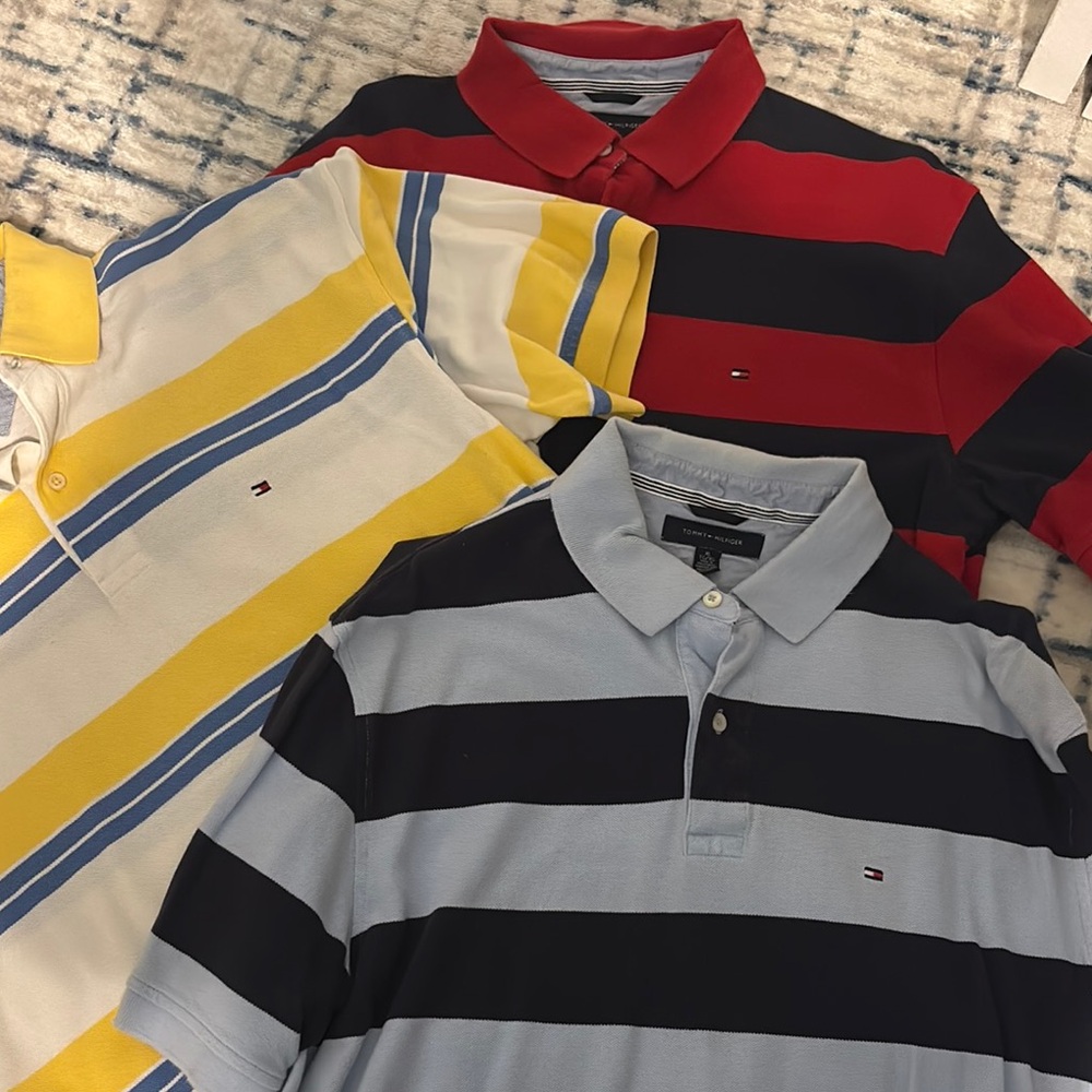 Tommy Hilfiger Polo Shirt Red and Yellow Classic Style